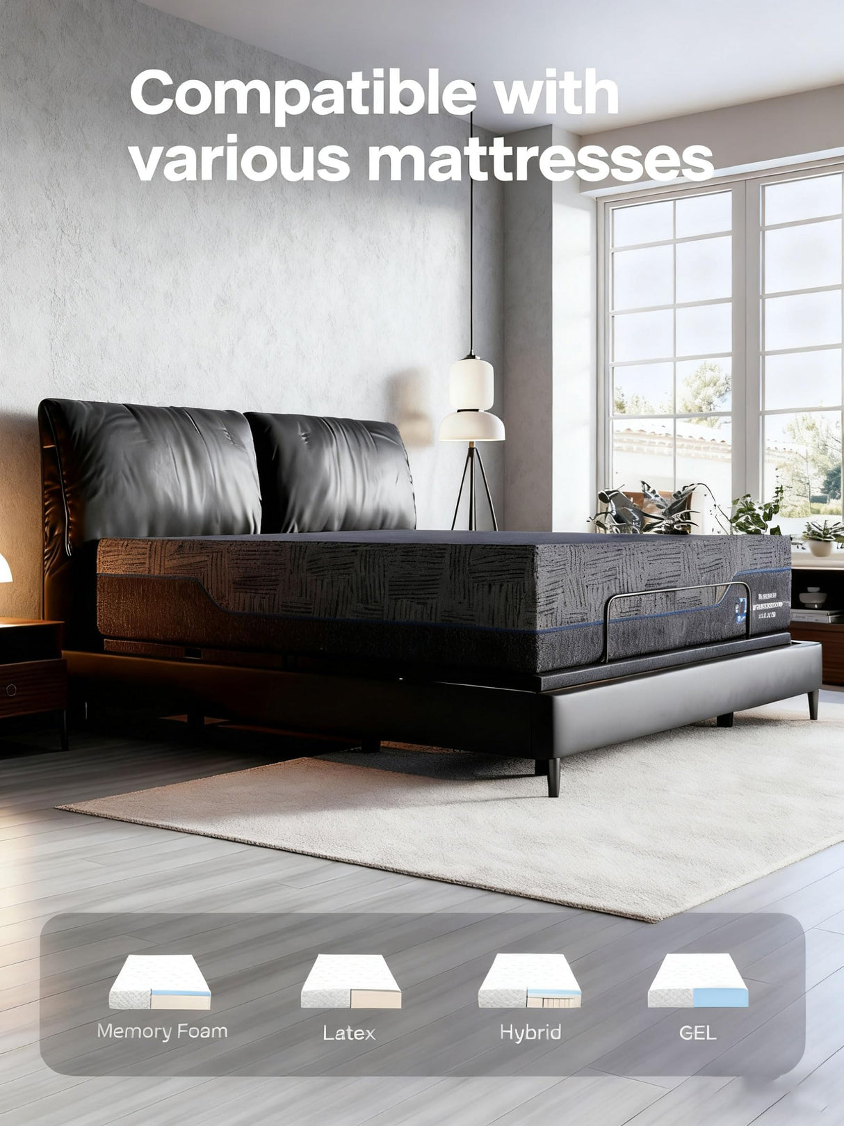 Ciays NS0 Twin XL Smart Adjustable Bed Base with Dual Motor, Wireless Remote, Zero Gravity & Anti-Snore Modes, Under Bed Lighting, and 4 USB Ports. It's Designed for a Quick 3-Minute Assembly. Ciays