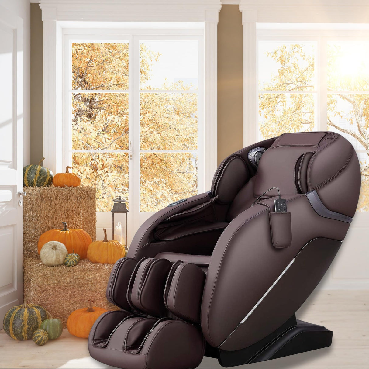 iRest SL Track Massage Chair Recliner, Full Body Massage Chair, Zero Gravity, Bluetooth Speaker, Airbags, Heating, Extendable Footrest and Foot Massage (Brown) iRest