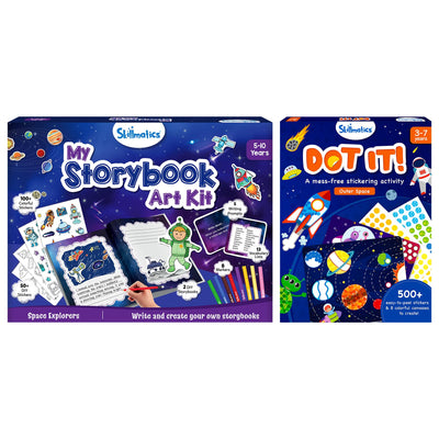 Skillmatics Storybook Art Kit & Dot It Space Theme Bundle, Gifts for Girls & Boys Ages 5, 6, 7, 8, 9, 10