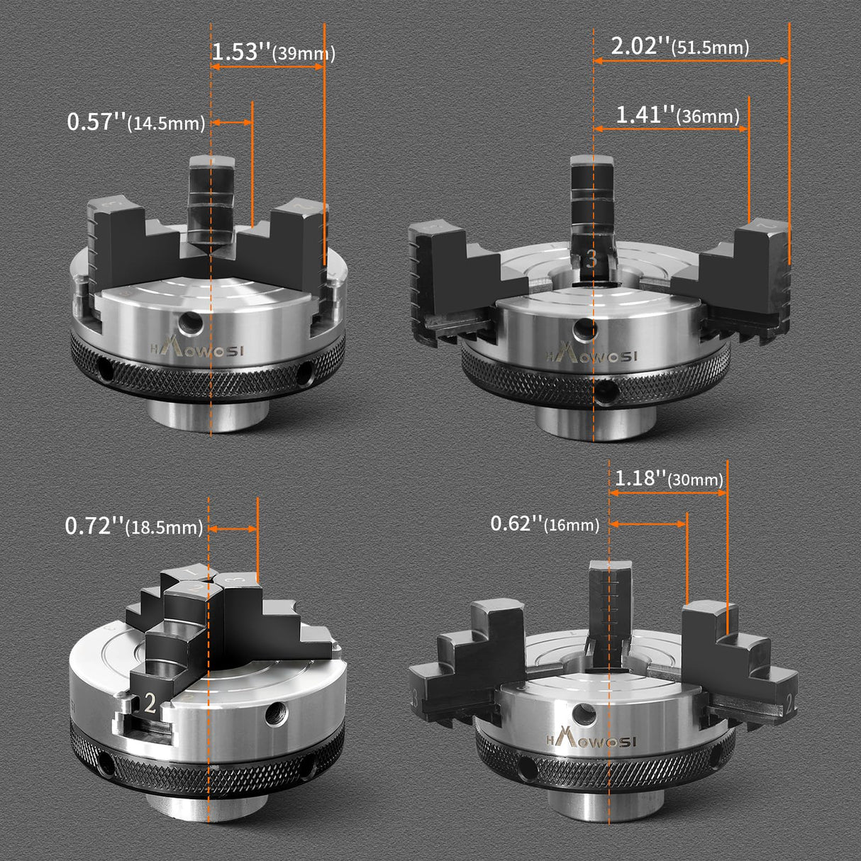 Wood Lathe Chuck 3 Inch 3 Jaw,Self-Centering Lathe Chucks for Woodturning with 1 x 8TPI Thread,for Woodworking Lathe Tools HAowosi