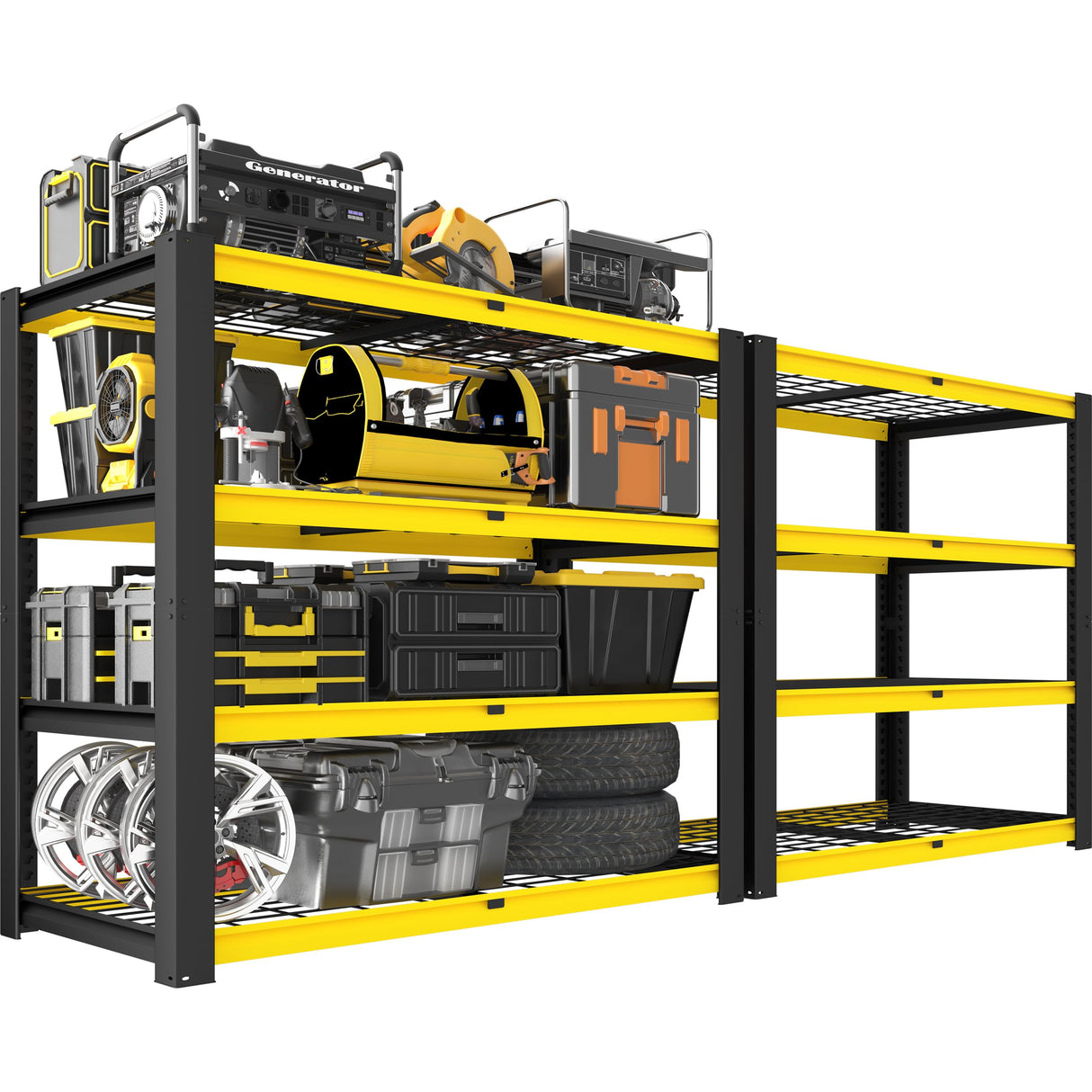 PrimeZone Heavy Duty Storage Shelves - 40" W X 20" D X 60" H Adjustable Garage Wire Shelving Unit, 4 Tier Industrial Metal Shelf Standing Utility Rack for Warehouse, Basement, Black & Gold, 2 Pack PrimeZone