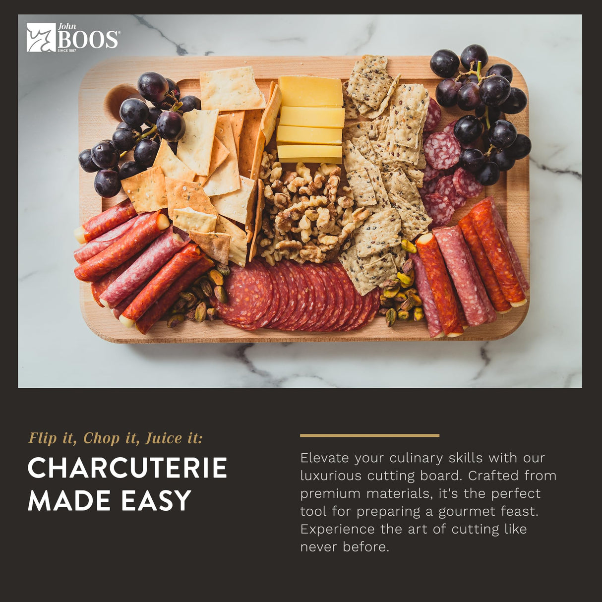 John Boos Boos Block Prestige Series Large Reversible Wood Cutting Board, 1 1/4-Inch Thickness, 16" x 10" x 1 1/4", Maple John Boos