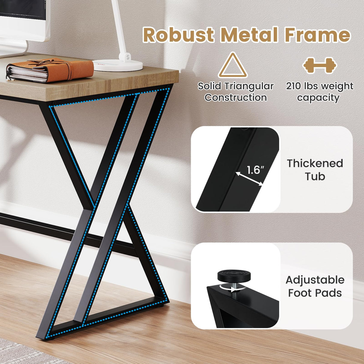 Giantex 10 FT Conference Table for 8-10 People, Modern 48" D x 118" W Large Meeting Table with Z-Shaped Metal Leg, Rectangle Conference Room Table for Office, Boardroom, Grey Oak Giantex
