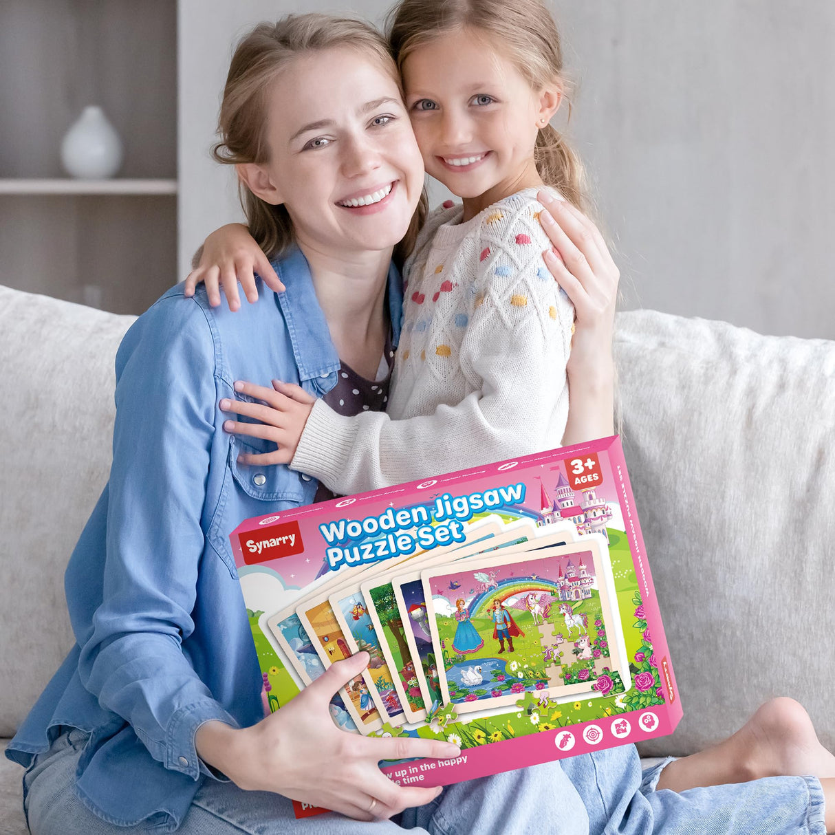 SYNARRY Unicorn Mermaid Princess Fairy Wooden Puzzles for Kids Ages 4-6, 6 Packs 60 PCs Jigsaw Puzzles for Kids Ages 4-8, Preschool Toys Gifts for Toddlers 3-5, Wood Puzzles for 3 4 5 6 Year Old Girls SYNARRY