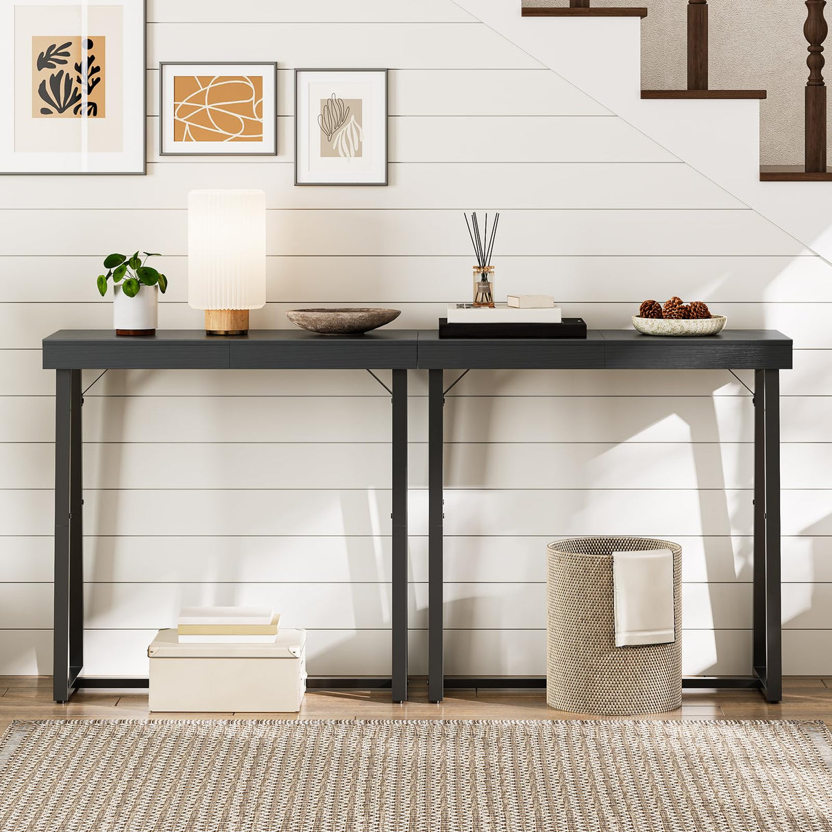 MAHANCRIS Narrow Console Table, Black Entryway Table for Hallway, Small Foyer Tables for Entryway, Behind Couch Sofa Table for Living Room, Hallway, Corridor, Easy Assembly, Black CTHB11801 MAHANCRIS