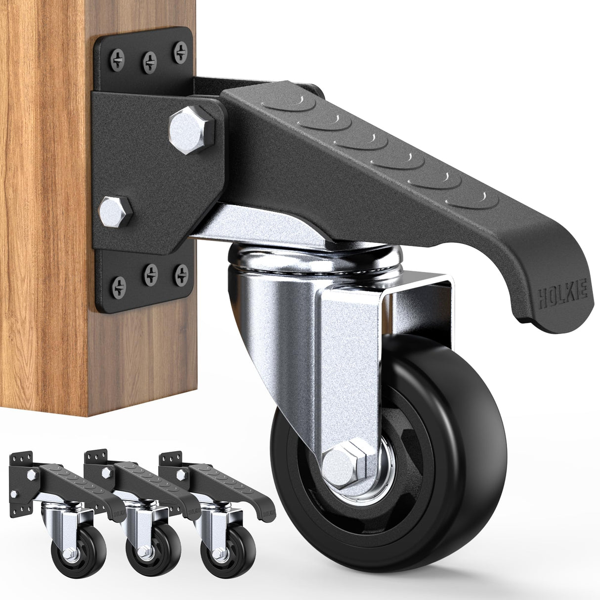 Heavy Duty Workbench Casters 3 Inch Retractable Casters with Lifting and Lowering Function 360° Rotation Ideal for Workbenches or Other Equipment Maximum Load of 1100 lbs HOLKIE