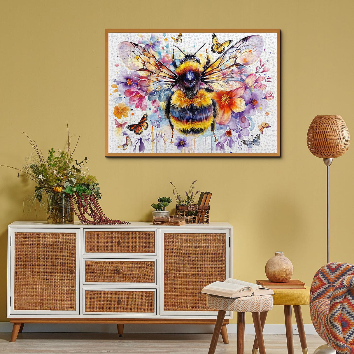 Flowers Bee Puzzles for Adults 1000 Pieces, Garden Bee Butterfly Jigsaw Puzzles, Nature Plant Impossible Animal Art Puzzle as Bee Home Decor PPuzzling