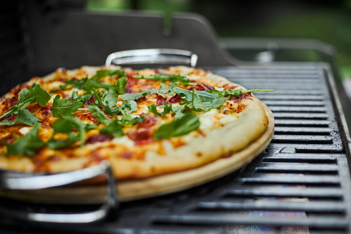 Weber Gourmet BBQ System Pizza Stone with Carry Rack,16.7" Long,Beige Weber