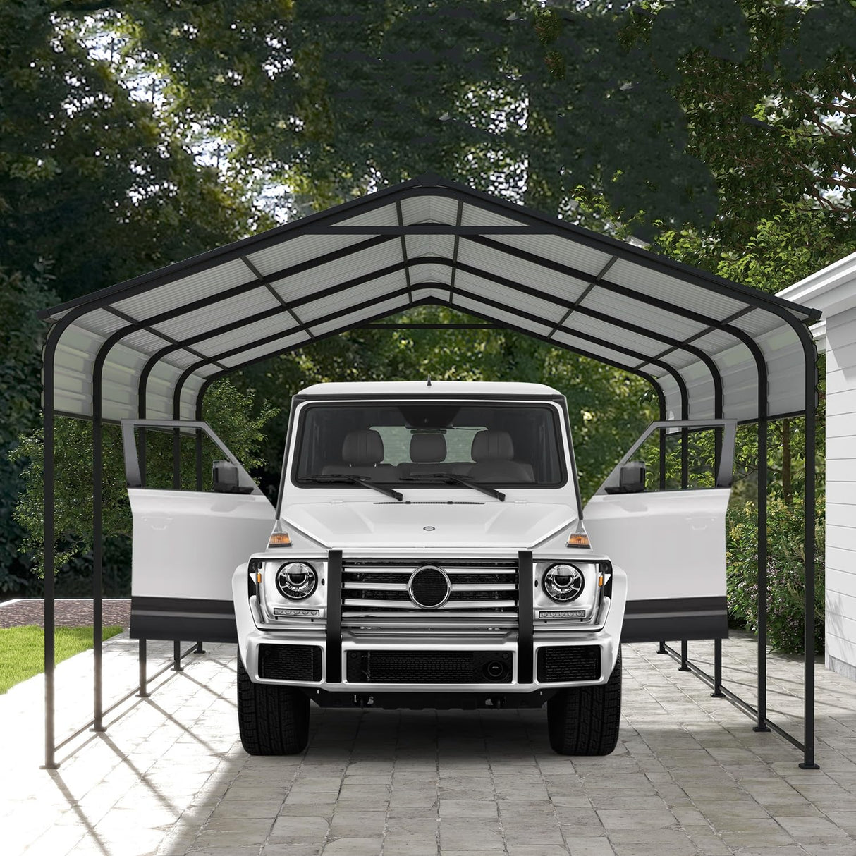 COEWSKE Metal Carport 12x20 FT Heavy Duty, Outdoor Steel Large Rv Car Ports Canopy with Galvanized Steel Roof and Frame, Car Shelter Protect from Sun and Heavy Snow for Pickup, Boat, Car and Tractors COEWSKE