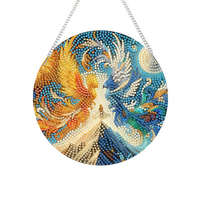 AIBOERL Phoenix Diamond Painting Pendant Kits,5D Diamond Art Diamond Painting Hanging Kits,7.17"X7.17"DIY Diamonds Painting Suncatcher Pendant Kit for Adults for Gift Wall Home Decor