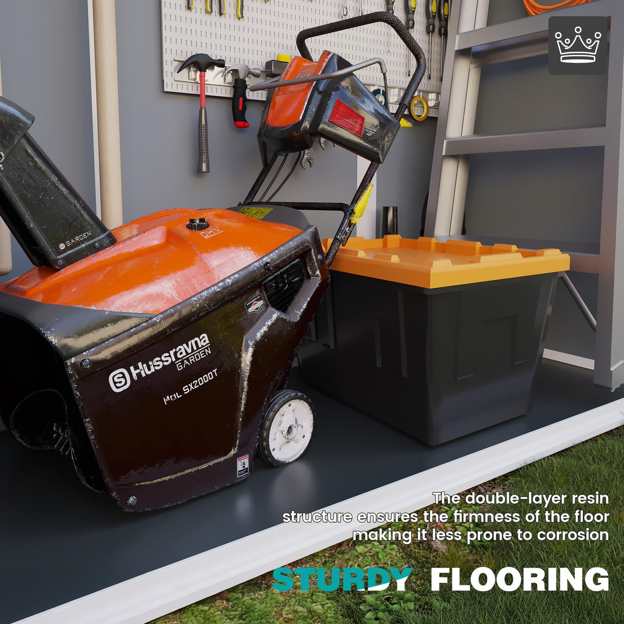 UDPATIO 38 Cu.ft Vertical Storage Shed, 4.3 ft x 5.6 ft Resin Outdoor Shed Waterproof Resin Cabinet for Garden, Backyard, Lawn, Grey UDPATIO