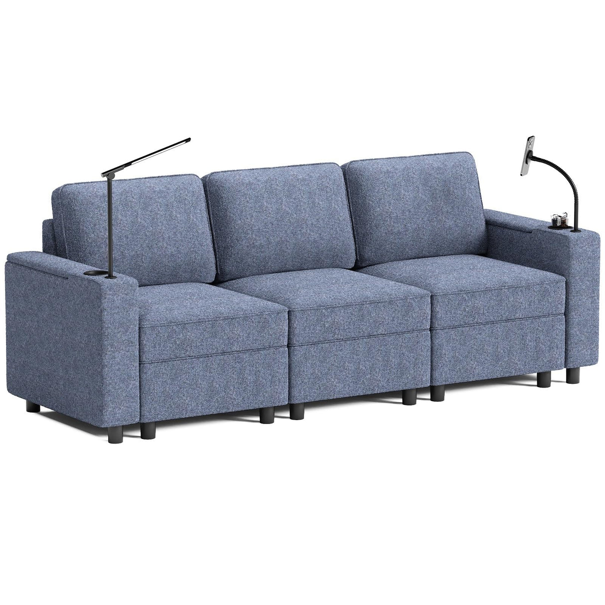 beyond SMART Modular Sectional Sofa,Multifunctional Couches for Living Room with Storage, Armrest with Power Grommet and Cup Holder, Wireless Charging Stand & LED Light Included beyond SMART