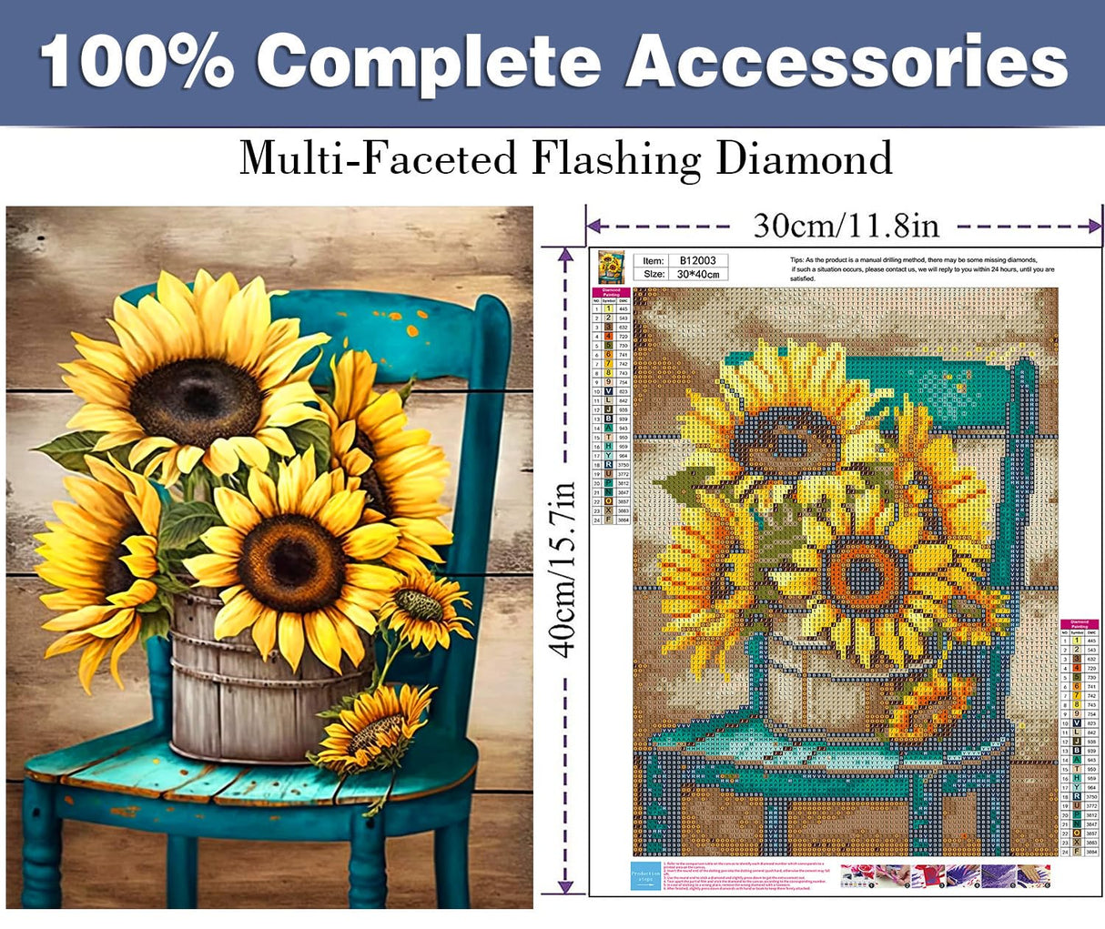 ijbnhd Sunflowers Diamond Art Kits for Adults,Chair Diamond Paintings Kits for Beginners, Full Drill Round DIY Crafts Kits Gift Home Wall Decor Gifts 12x16in ijbnhd