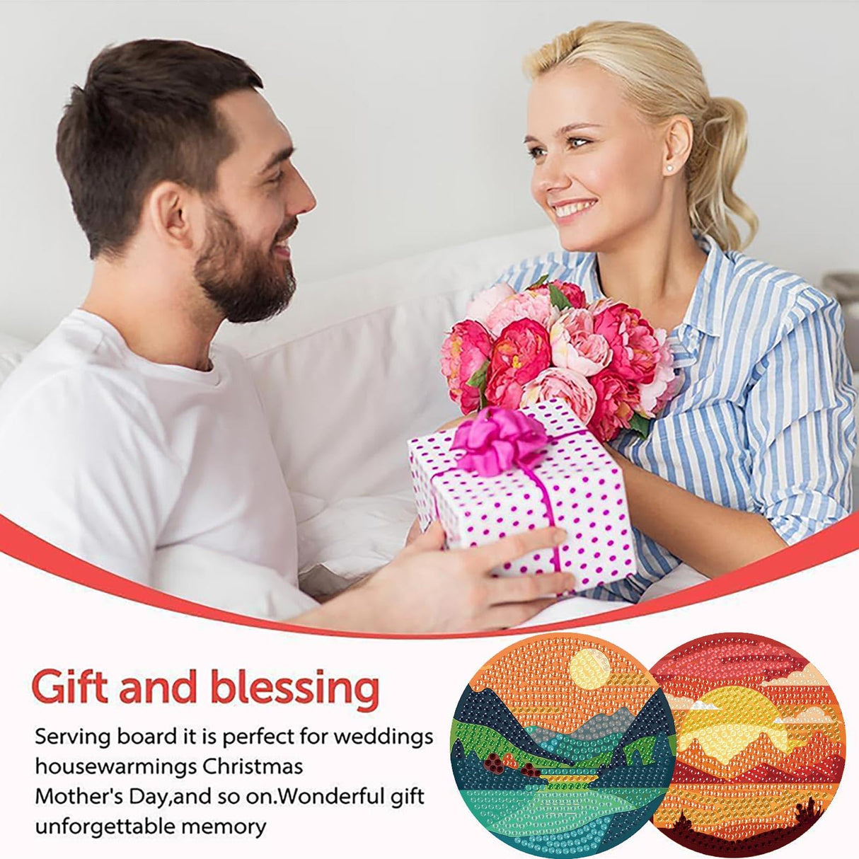 Clendo 8 Pcs Landscape Diamond Art Coasters Kit with Holder, Sunset Small Diamond Art Kits for Adults Beginners, Diamond Painting Coasters Arts and Crafts for Adults Supplies Item Sets Clendo