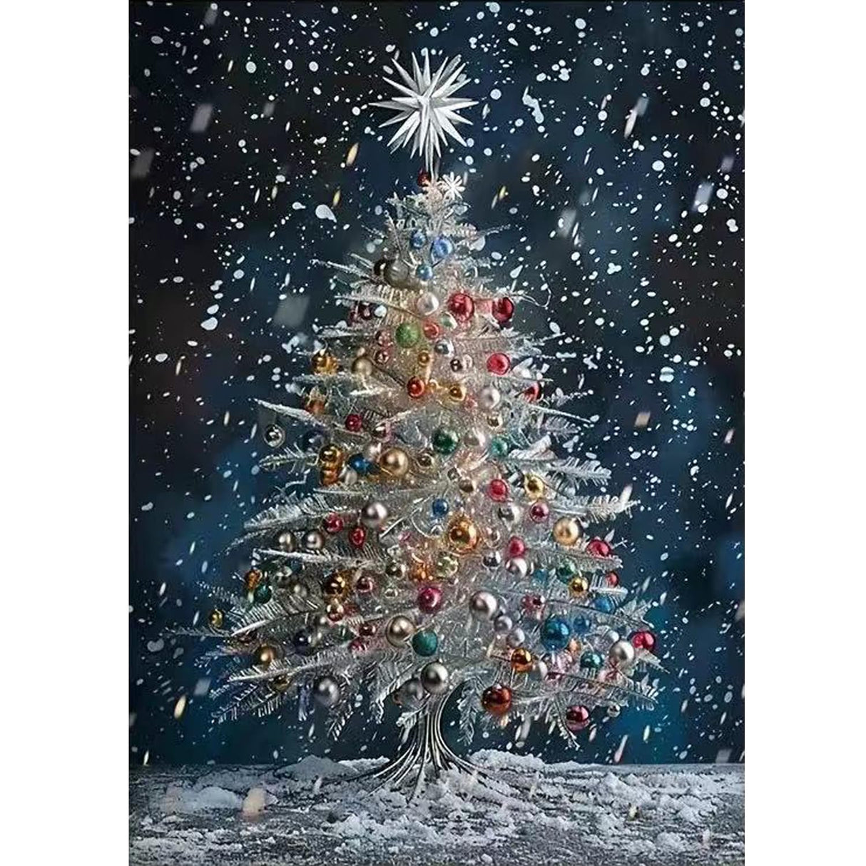 Christmas Tree 5D Diamond Painting Kits For Adults-Winter Snowflake Diamond Art Kits For Beginner,DIY Full Round Drill Diamond Dots Paintings With Gem Art Crafts For Adults,Home Wall Decor12x16inch ZQEATRY