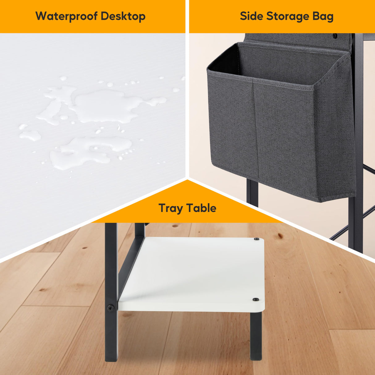 L Shaped Desk Gaming Computer 50 Inch Reversible Corner Table PC for Writing Study Student with Wood Tabletop Metal Frame CPU Stand Side Bag for Home Office Small Place, White HealSmart