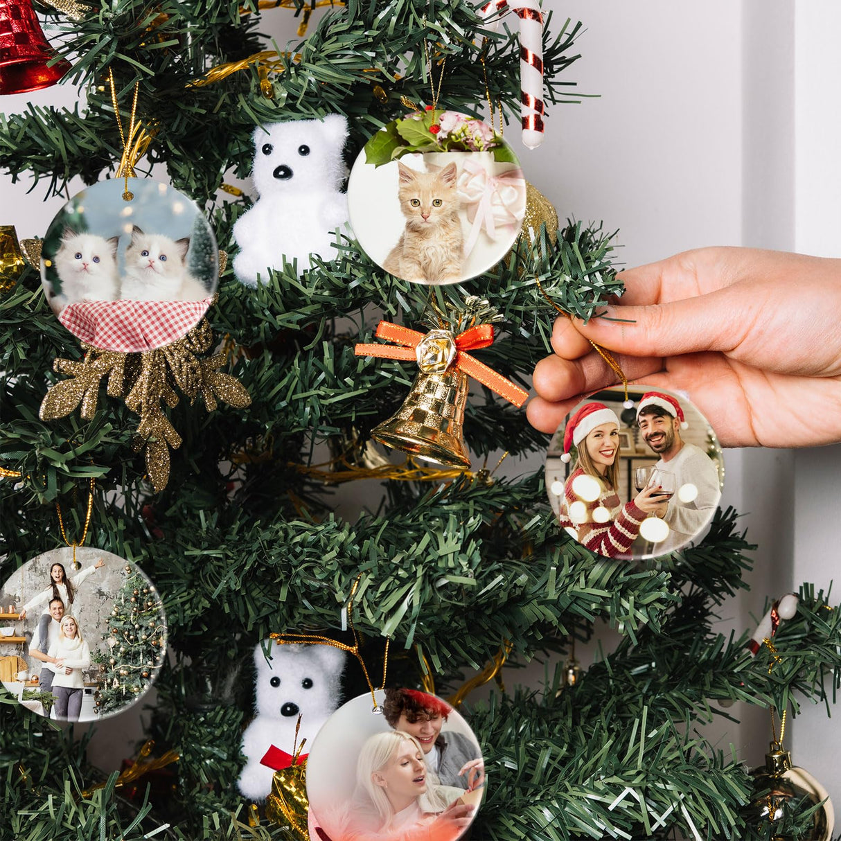 Sublimation Ceramic Ornaments Personalized White Round Porcelain Ornaments for Xmas Tree - Bulk Ceramic Discs, Sublimation Ornament Blanks Ideal for Heat Press Printing (4, Round) WTQR