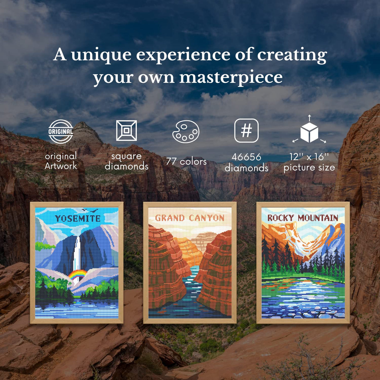 Neopalette Diamond Painting Kits for Adults, Art and Craft, Full Drill Diamond Painting Abstract, DIY 5D Diamond Art Craft, Square Diamond (National Park 1) Neopalette