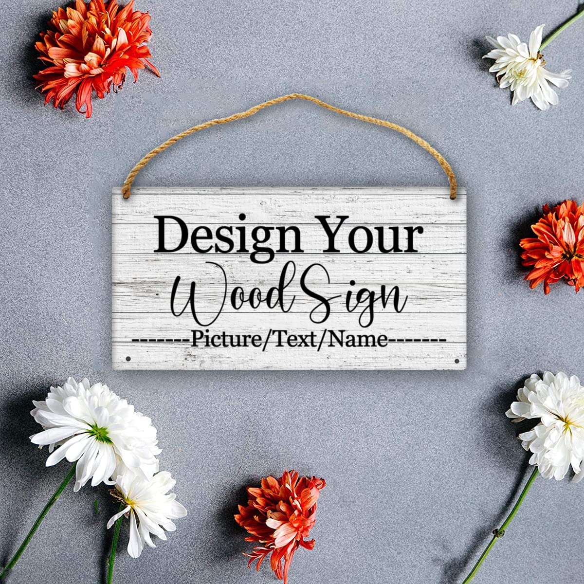 Custom Personalized Board Hanging Wood Sign, Design Your Welcome Sign, Customizable Wall Plaque, House Wood Sign for Garden Yard Home Farmhouse 9.8x5.1 inch sophiehome