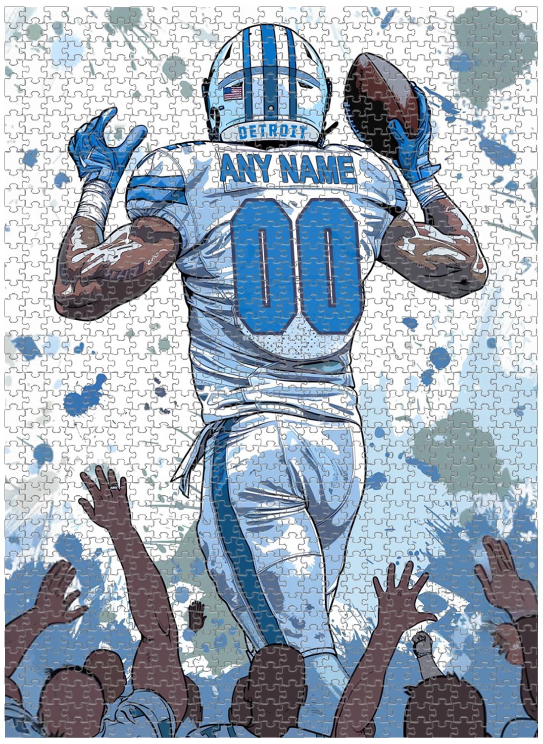 Becapeo Wooden Jigsaw Puzzles for Adults - Custom Name and Number on (Detroit) Football Player Back - 300 500 1000PCS Puzzles Game Becapeo