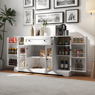 Hosnnile Buffet Cabinet with Storage – 54" Modern Coffee Bar Kitchen Storage Cabinet with Drawer, White Sideboard with Doors and Adjustable Shelf for Kitchen, Dining Room, Living Room