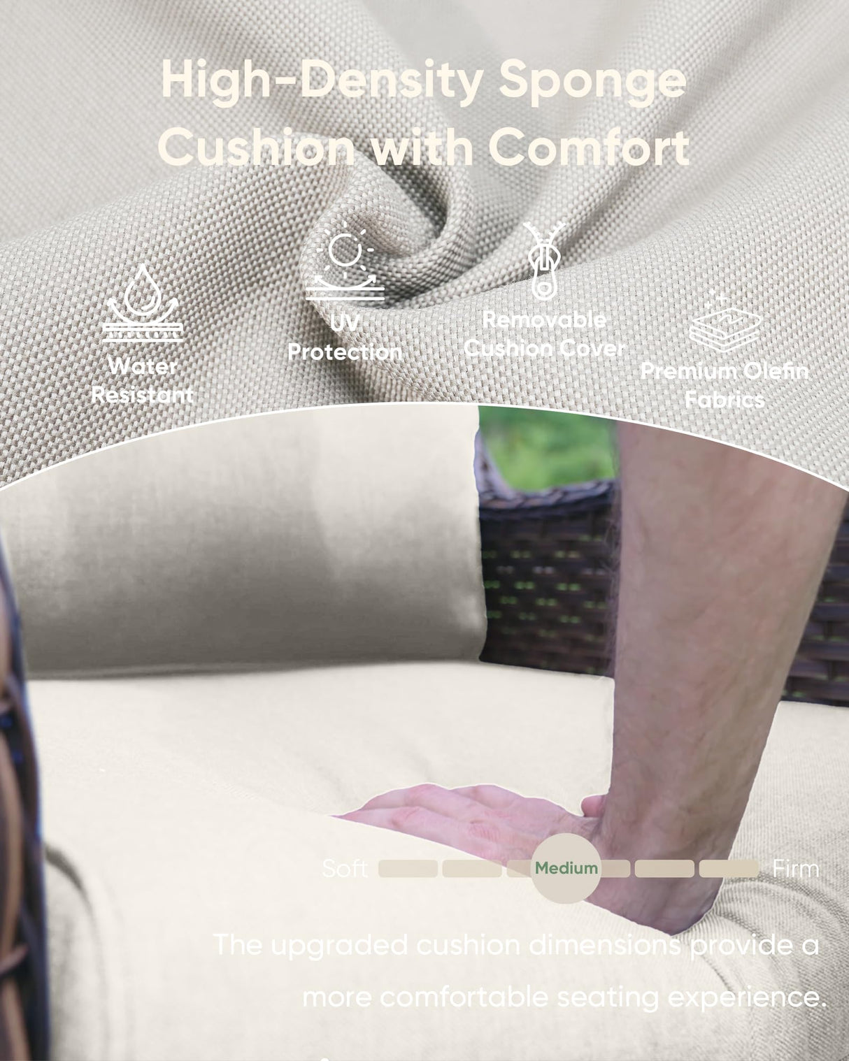 HUMMUH 8 Pieces Outdoor Patio Furniture Set with Fire Pit,L-Shaped Modular Sectional Couches with Swivel Patio Chairs,Wicker Conversation Set for Deck,Backyard,Porch,Garden HUMMUH