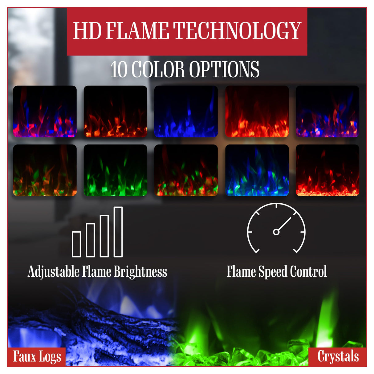 Northwest Electric Fireplace - 42 Inch Wall Mounted Fireplace with Fire Crackling Sounds and Remote to Adjust LED Flames, Timer, Heat, and More Northwest