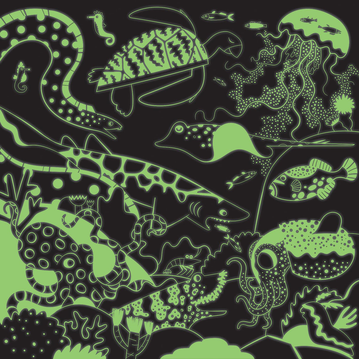 Mudpuppy Ocean Illuminated 500 Piece Glow in the Dark Jigsaw Puzzle for Kids and Families, Family Puzzle with Glow in the Dark Ocean Theme Mudpuppy