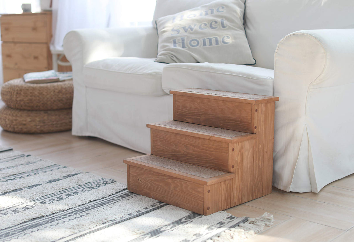 zoovilla PTR0082212010 Yorkshire Pet Step with Storage, Wood Bedside Ramp with Storage, Natural Wood, 15.55″D x 17.50″W x 14.76″H zoovilla