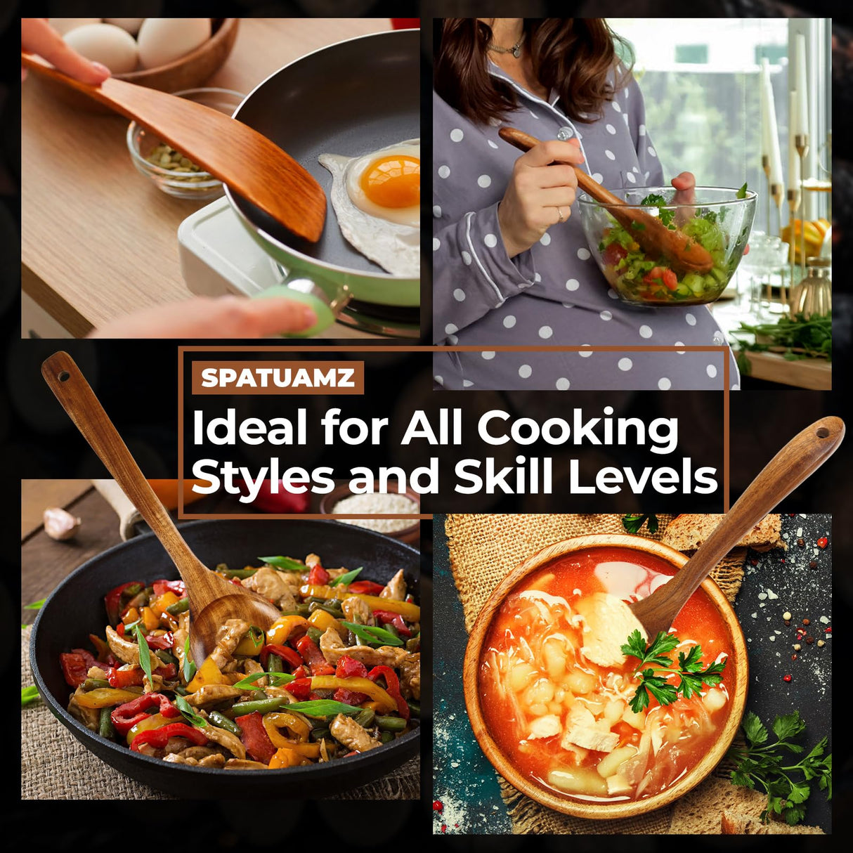 Natural Teak Wooden Kitchen Utensil Set, Handmade Wooden Utensils for Cooking, Premium Wooden Spoon and Spatula Set for Any Kitchen SPATUAMZ