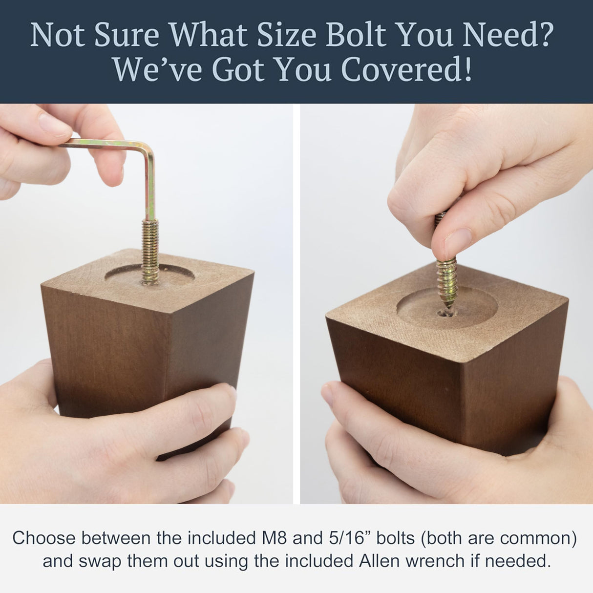 Airy Abode Walnut Brown Square Furniture Legs Set of 4 - Pick Your Size and Color Airy Abode