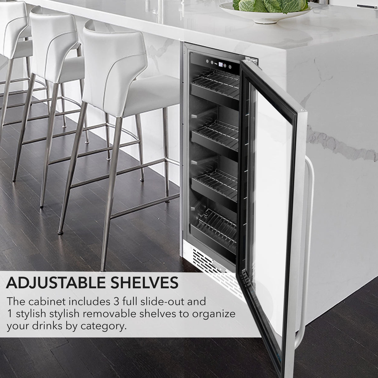 Whynter BBR-638SB Built-in Under Counter 12 inch Beverage Refrigerator and Cooler, Fridge with Glass Door, 2.0 Cubic Feet, Stainless, 75 Capacity, Can Whynter