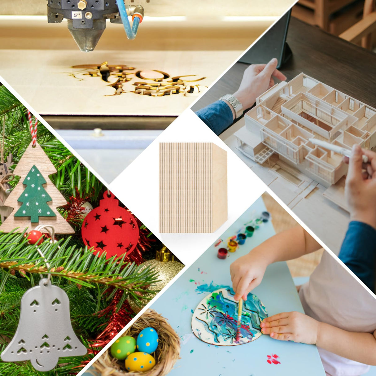 Adrattnay Basswood Sheets 1/16 x 12 x 12 inch - 1.5mm Basswood Sheets Plywood Sheets, 96Pcs Square Unfinished Wood Board for DIY Crafts, Laser Cutting, Wood Burning, Painting, Model Carving Adrattnay