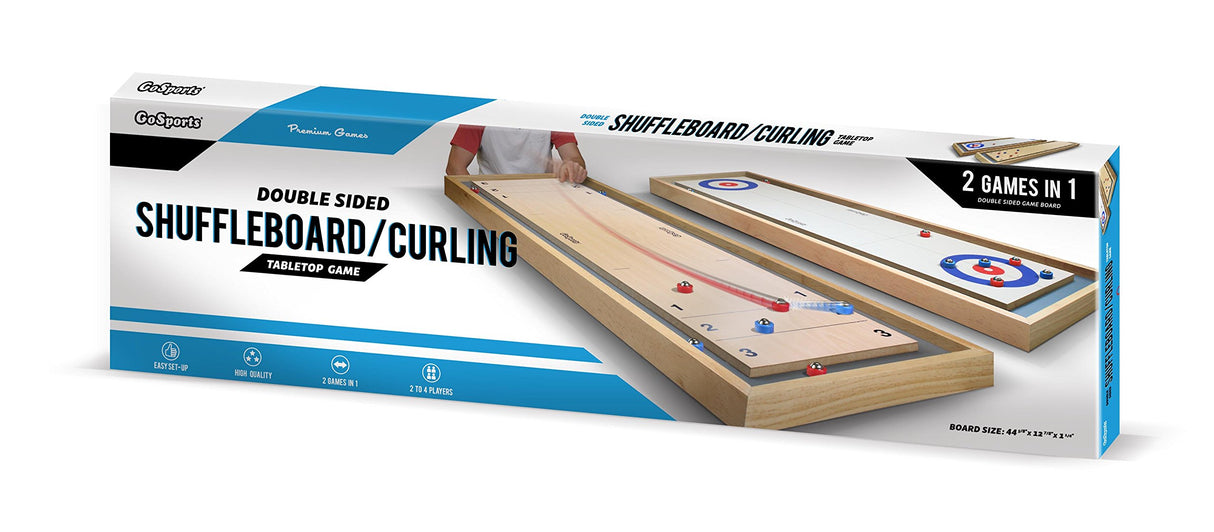 GoSports Shuffleboard and Curling 2 in 1 Board Games - Classic Tabletop or Giant Size - Choose Your Style GoSports