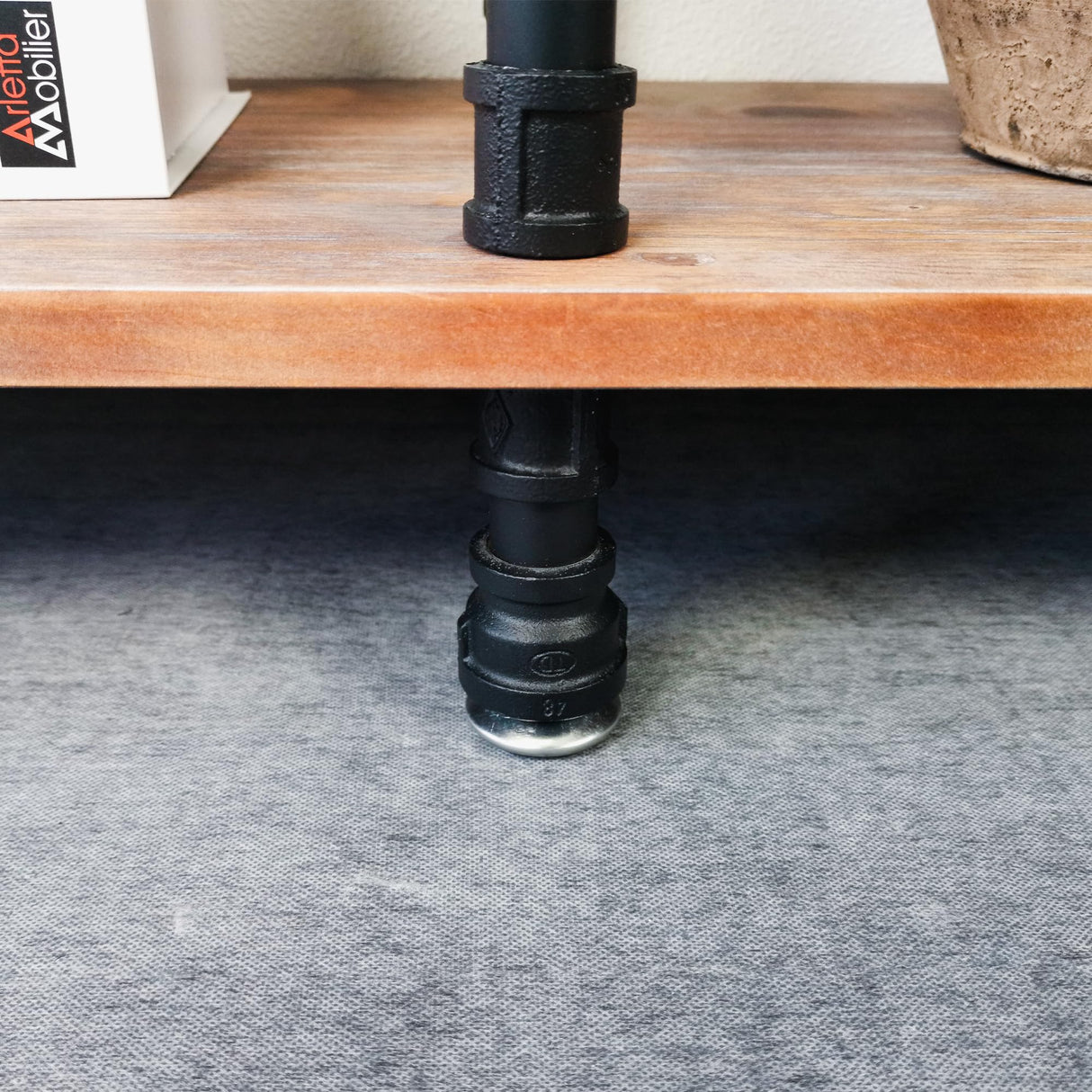 Anynice 3 Tier Industrial Long Bookshelf, Entryway Industrial Metal Bookcase (Weathered Brown, 60" L x 11.8" W x 39" H) Anynice