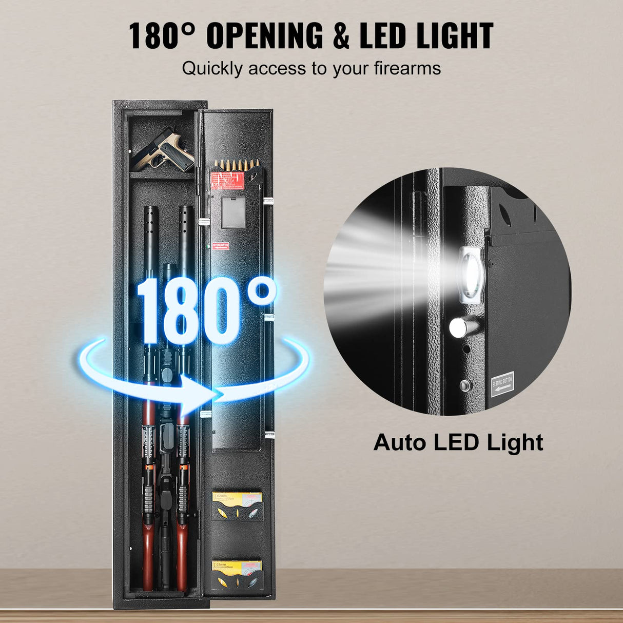 VEVOR 3-4 Rifles Gun Safe, Rifle Safe with Digital Keypad & Lock, Quick Access Gun Storage Cabinet for shotguns with Removable Shelf, Pistol Rack, Ammo Storage Box for Home Rifle and Pistols VEVOR