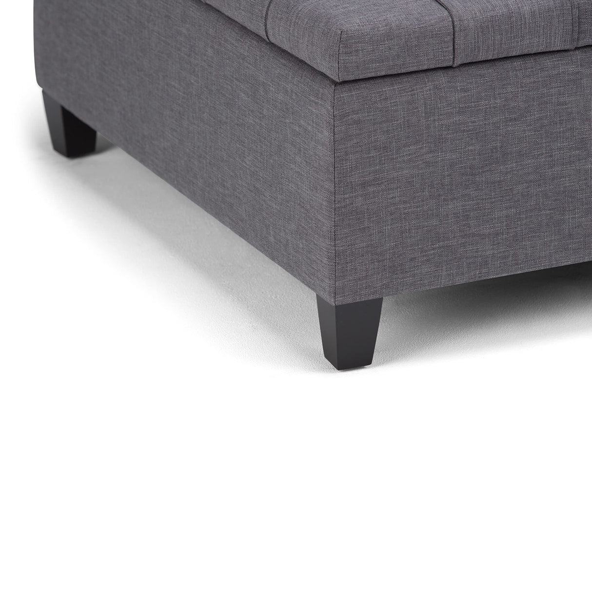 SIMPLIHOME Harrison 36 inch Wide Transitional Square Coffee Table Storage Ottoman in Slate Grey Linen Look Fabric, Assembled, For the Living Room and Bedroom SIMPLIHOME