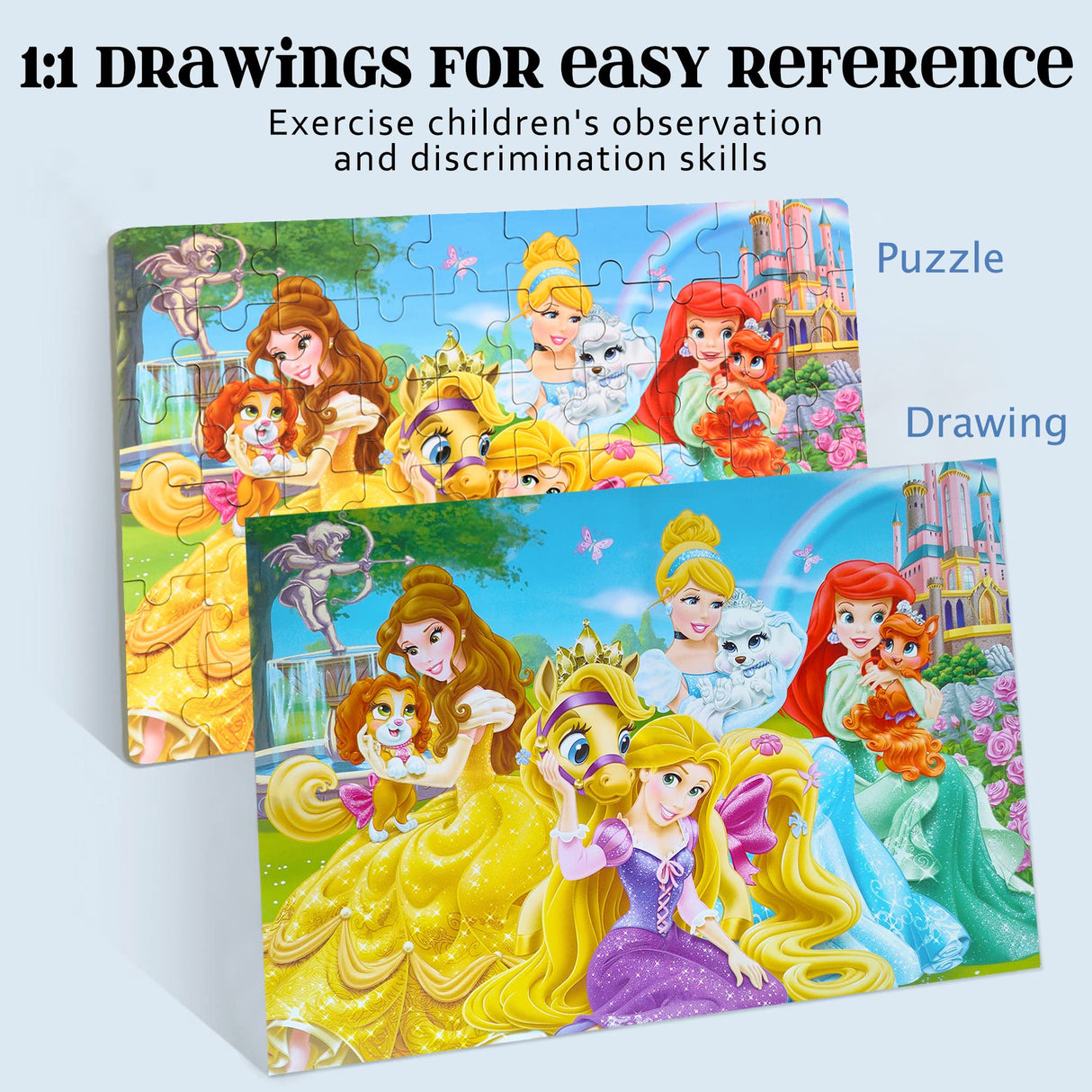 MZZOTOY Princess Puzzles for Kids Ages 4-8, 60 Pieces Puzzles for Kids Ages 3-5 Princess Puzzle for Girls and Boys Toys Jigsaw Puzzles in a Metal Box Educational Puzzles (Princess) MZZOTOY