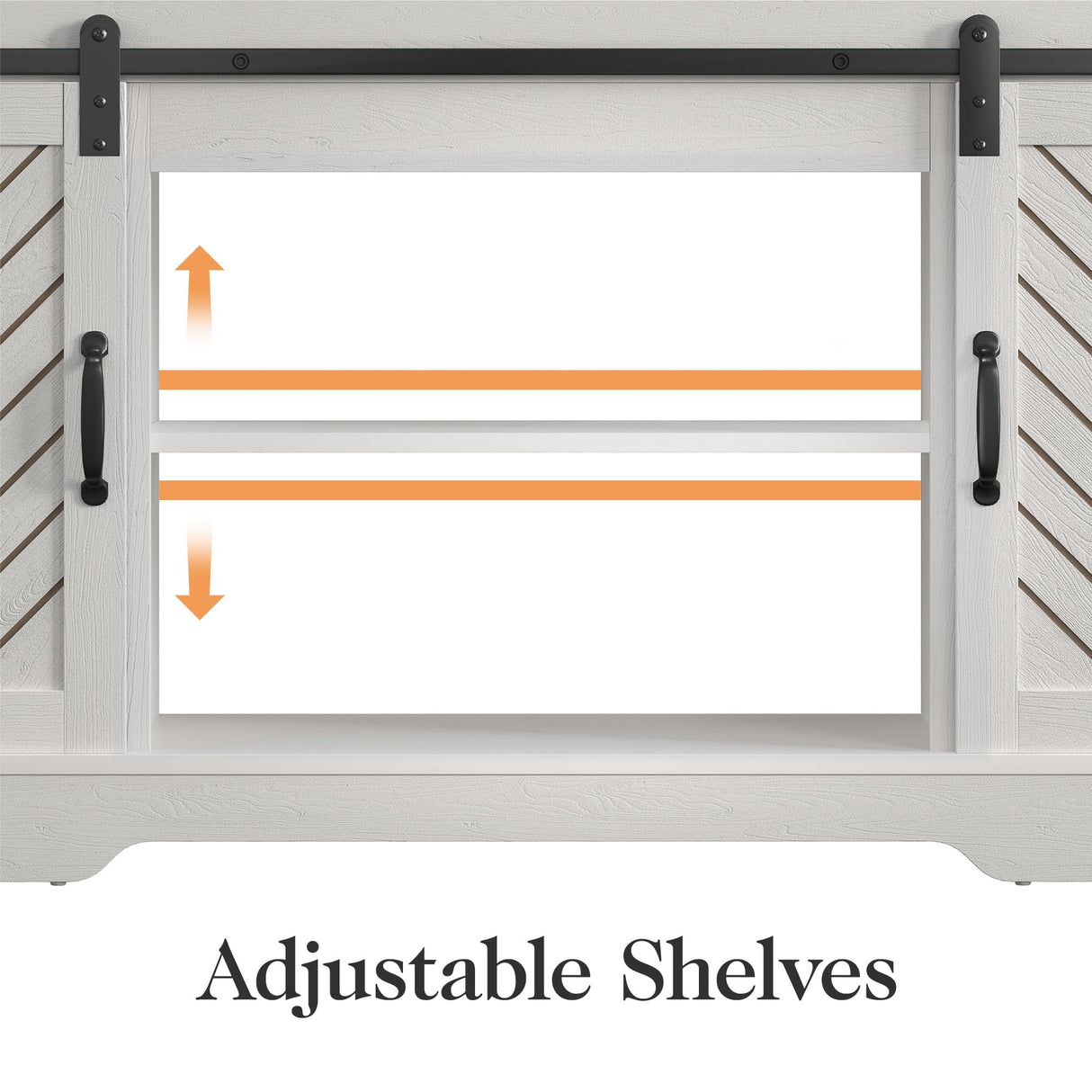 RoyalCraft Farmhouse TV Stand for 23" Electric Fireplace, Tall Entertainment Center for 65+ Inch TV, 34" Tall Rustic TV Console with Sliding Bar Door for Living Room (Wood-Tone and White) RoyalCraft