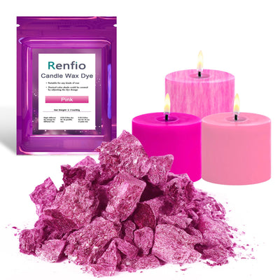 Renfio Candle Dye - 2.11oz/60g Pink, Highly Concentrated Wax Dye for Soy Wax, Bulk Blocks, Coloring Dyes, Chips, Candle Making Kit
