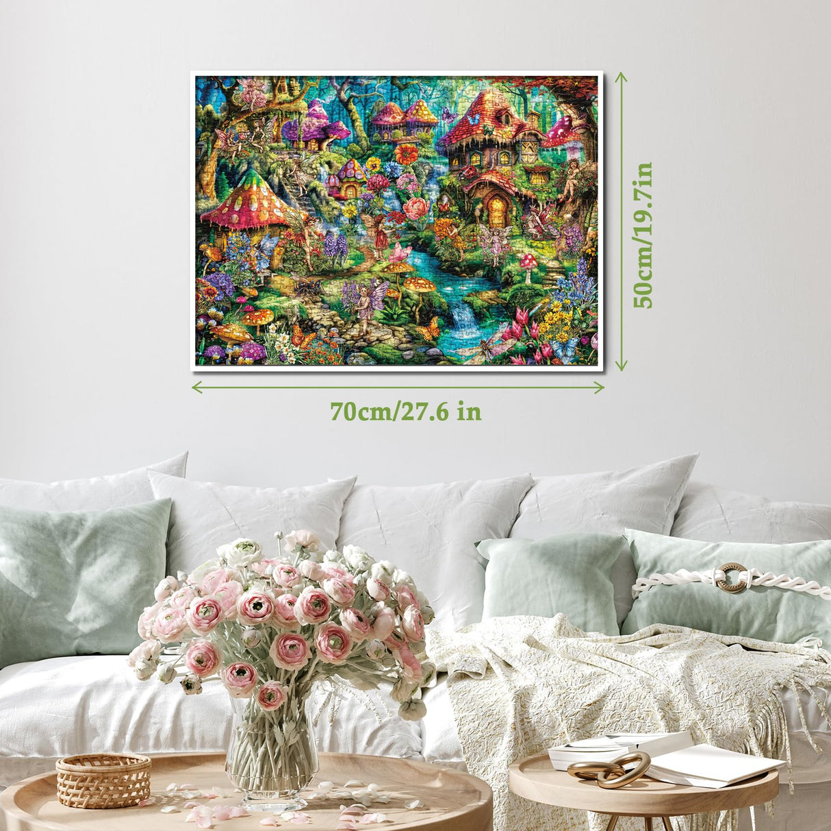 Flower Fairy Puzzle for Adults 1000 Pieces, Funny Mushroom Jigsaw Puzzle, Fantasy Colorful Butterfly Insect Puzzle BBOLDIN