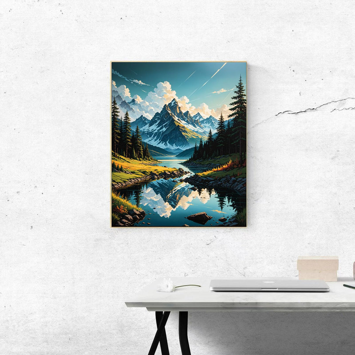 Paint By Numbers Kit For Adults, Mountain Paint By Number Kits For Beginner Landscape Acrylic On Canvas Mountains Diy Oil Painting Kit Adults' Paint-By-Number Kits For Gift Home Wall Decor 16x20 Inch ldazao