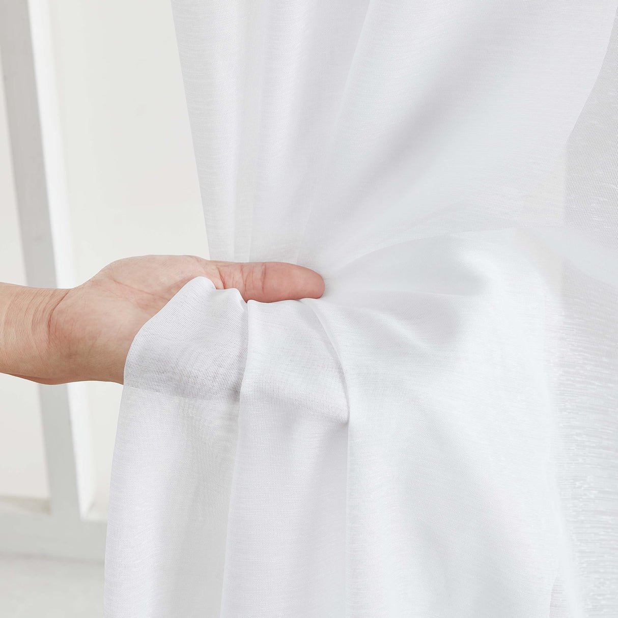 HLC.ME 2 Piece Semi Sheer Voile Window Treatment Curtain Grommet Panels for Bedroom (54" W x 108" L, White) HLC.ME