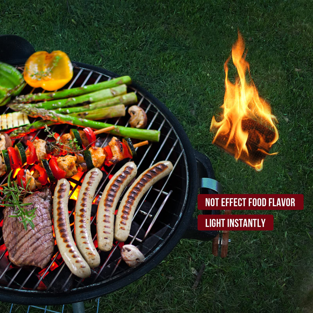 Fire Starter Squares 64 - Fire Starters for Fireplace,Chimney,BBQ Grill,Camping Fire,Wood Stove - Water Resistant and Safe Odourless - Camping Accessories AWEASROY