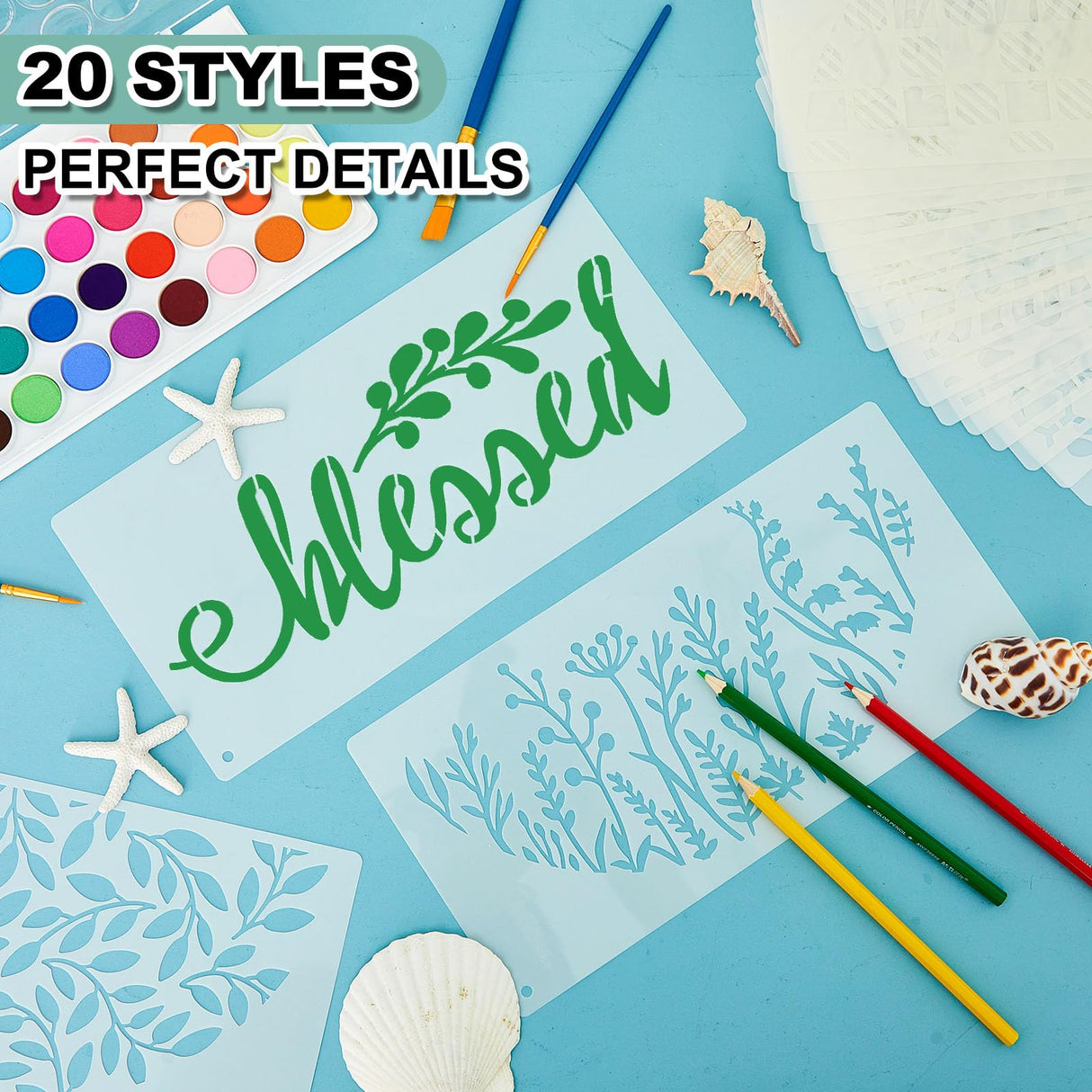 Thyle 20 Pcs Welcome Stencils for Painting on Wood 11.81 x 5.91'' Large Welcome Letters Stencils Half Round Stencils for Wood Sign Plastic Word Farmhouse Stencils for Canvas Wall Porch Door (Classic) Thyle