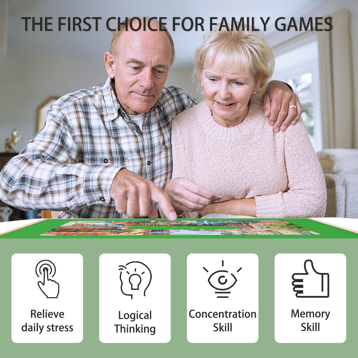 1500 Pieces Puzzle Table with Legs Portable Jigsaw Puzzle Table with Drawers Angle & Height Adjustable Puzzle Tables for Adults Tilting Folding Puzzle Board Table Birthday Gifts for Women & Men QUTMISAMY