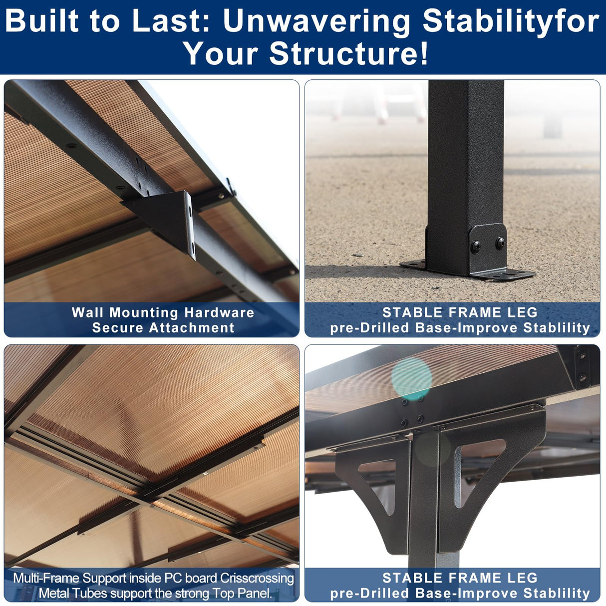 Gazebo for Patio,Hard Top Lean to Gazebo Pergola with Roof Metal Frame Wind and Snow Resistant Wall Mount Heavy Gazebo Outdoor Pergola for Patio Garden Lawn Backyard Deck Clearance On Gazebos 10'x10' CuisinSmart