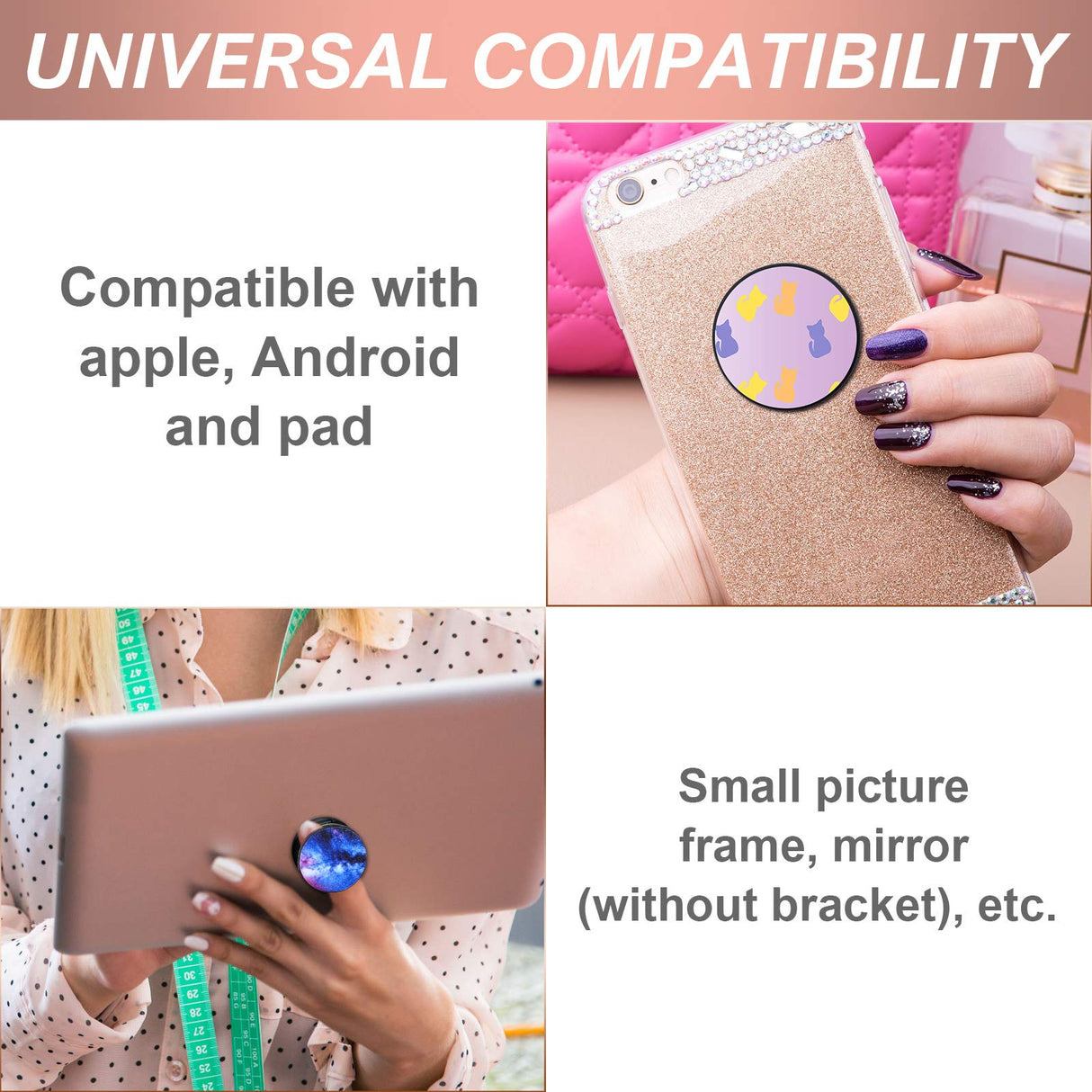 Weewooday 20 Pcs Sublimation Socket Blank Phone Grip Holders Collapsible Phone Grips Self Adhesive Sublimation Phone Holders for Smartphones and Tablets Weewooday