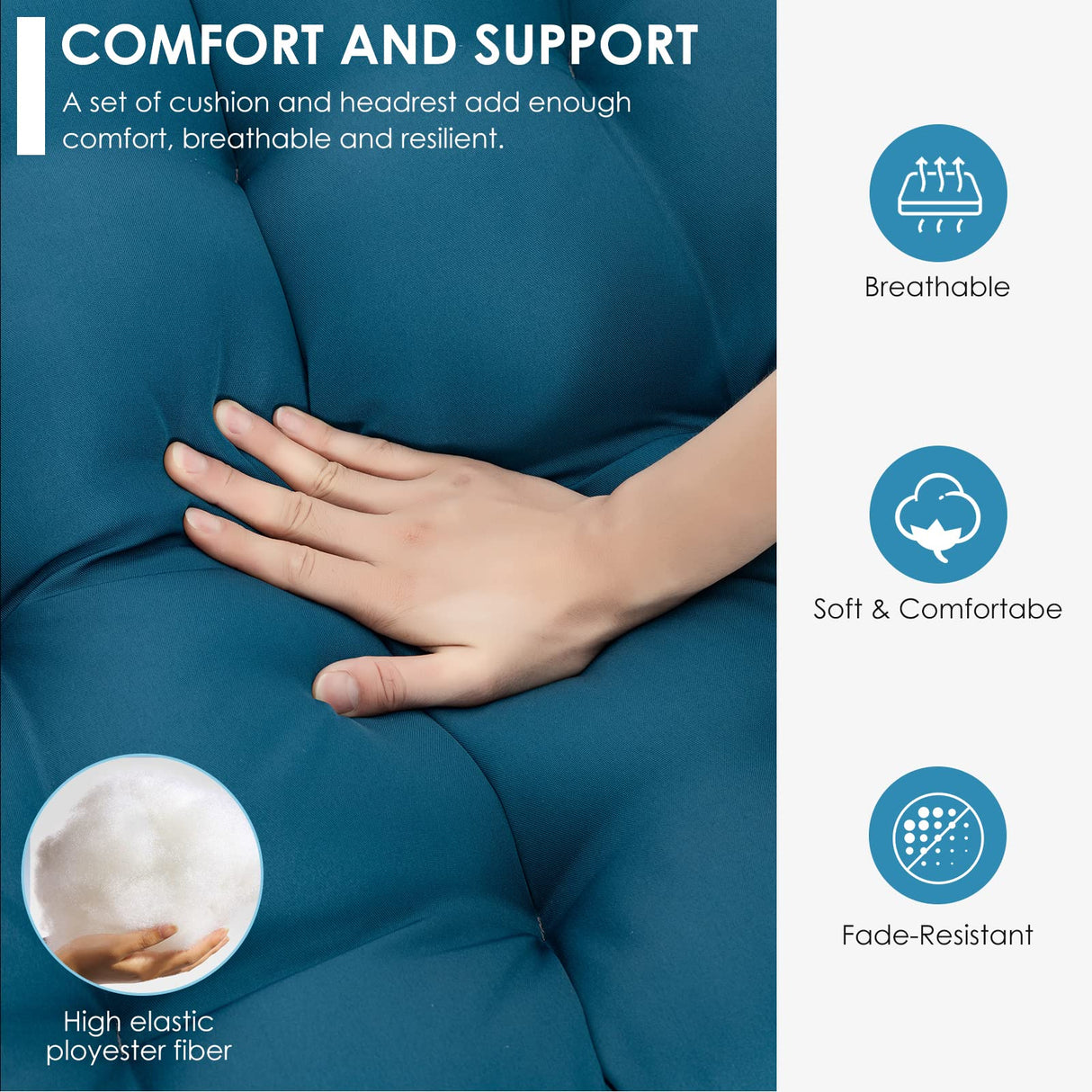 Brafab Egg Swing Chair Without Stand Outdoor Indoor, Foldable Swing Chair Hanging Egg Chairs, Aluminum Frame and UV Resistant Cushion Hammock Chair for Bedroom Patio Porch (Without Stand) Brafab