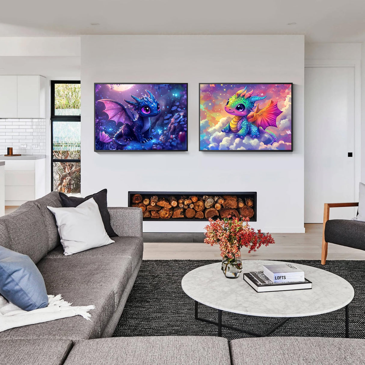 VAIIEYO 5D DIY 1 Pack Diamond Art Kits for Adults Dragon, Diamond Painting Animal, Diamond Painting Kit Full Drill Round Rhinestone Craft Canvas for Home Wall Decor Gift 12x31 inch/30x80 cm VAIIEYO